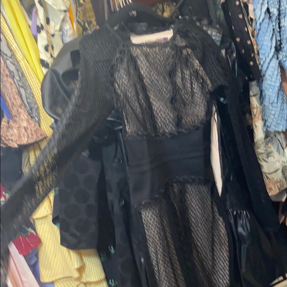Free people black lace like dress xs long sleeve